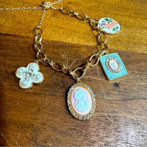 Handmade Adjustable Cameo Charm Bracelet